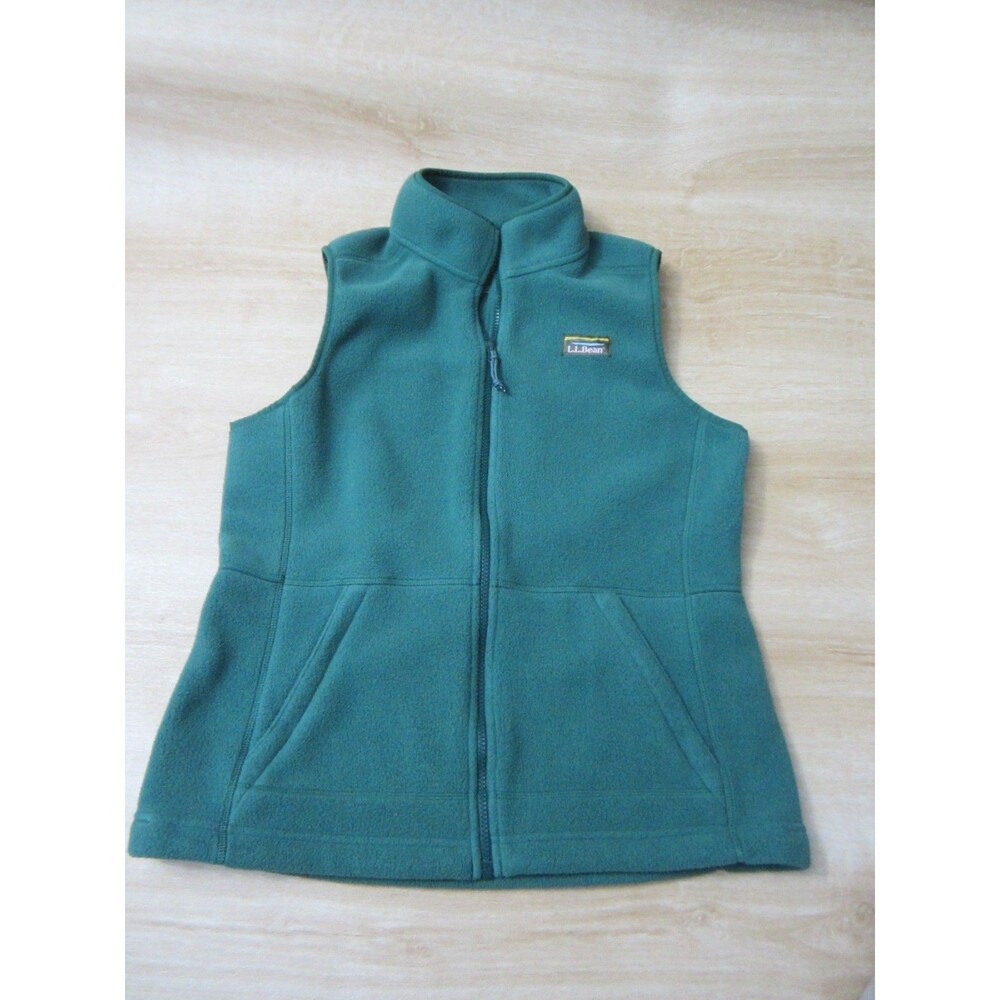 L.L.Bean Women’s Green Full Zip Fleece Vest w/ Pockets Size M